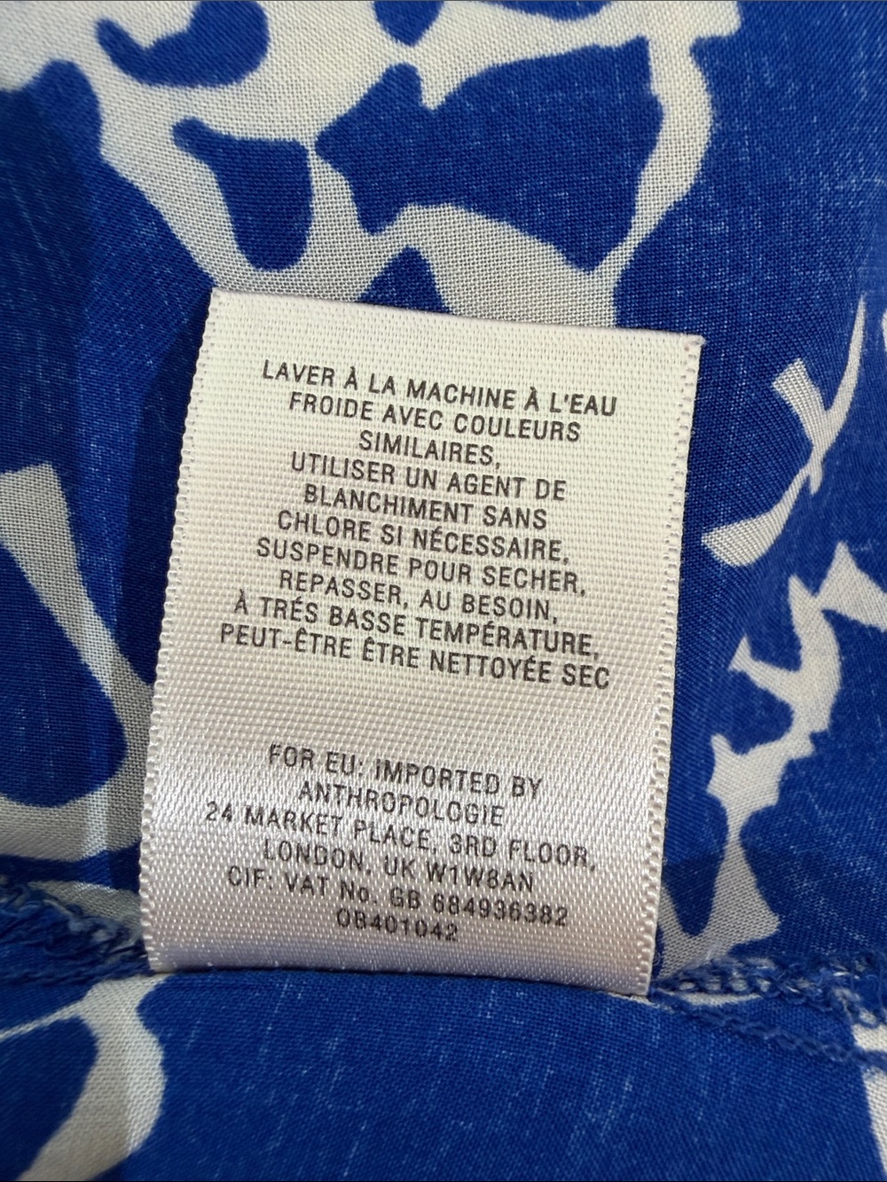 Anthropologie Maeve Enna Top Blouse Size 12 Blue White Bird Print EUC - Picture 7 of 8